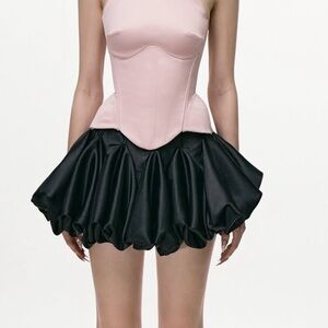 Pink and Black Strapless Corset Dress